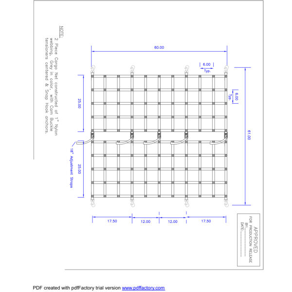 Freightliner 2500 Sprinter Van Cargo Net W/5 Connections